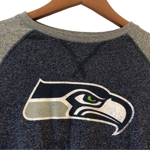Women's Majestic Navy Seattle Seahawks Three-Quarter Sleeve T-Shirt Size Small - Picture 3 of 9